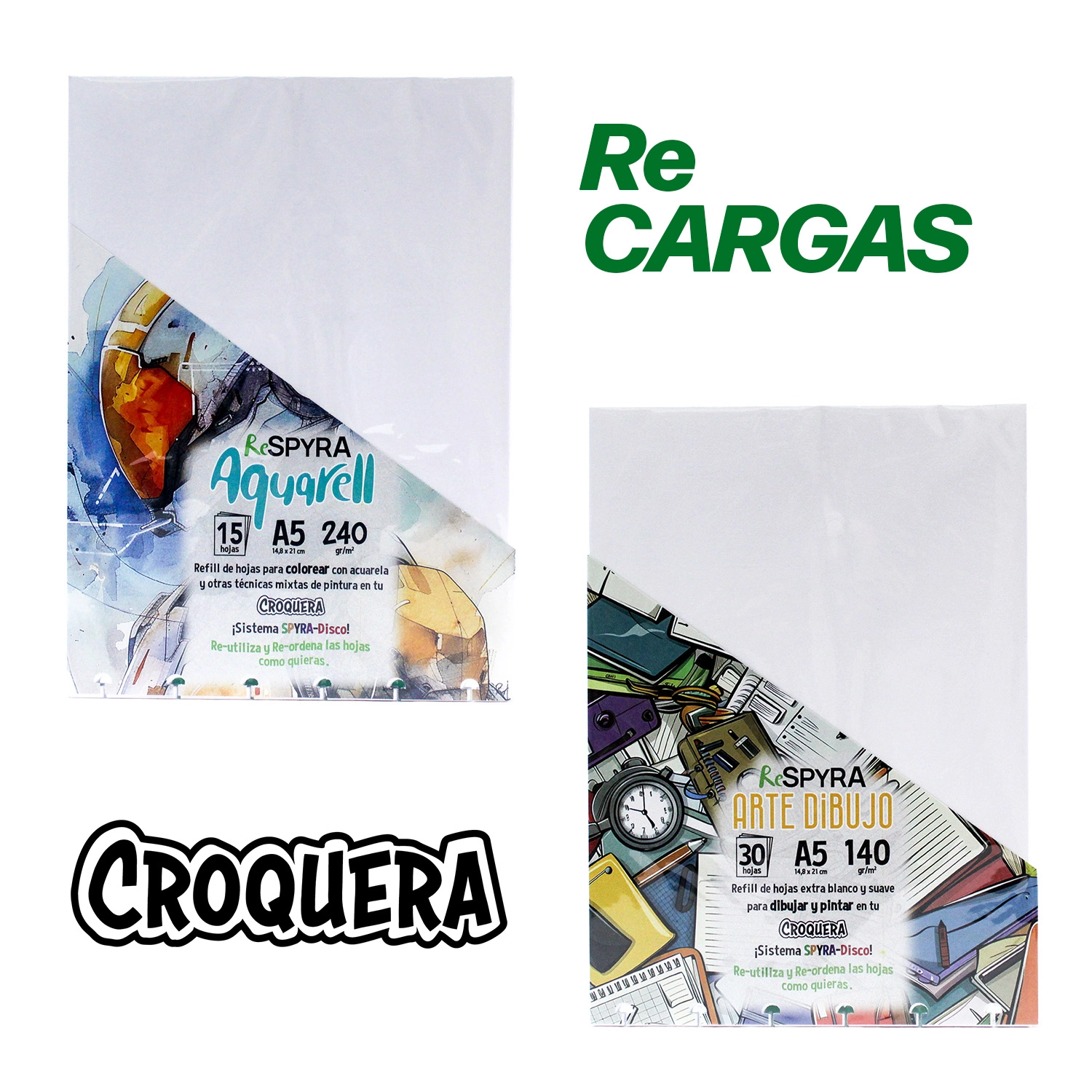 Recargas de Hojas de papel para la croquera